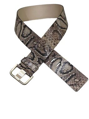 Banana Republic taupe Brown Snake-Print Leather Belt Gold Buckle Italy small